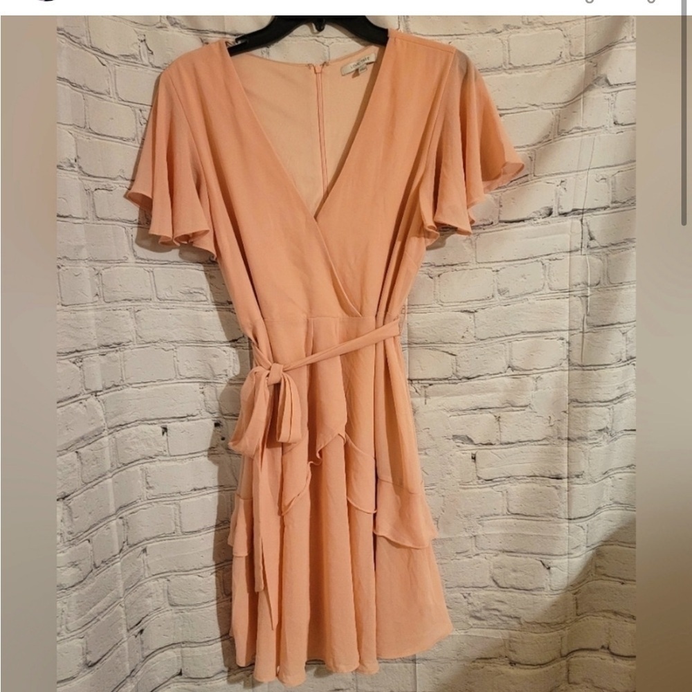 Love Tree Elegant Soft Pink Wrap Dress - Size L